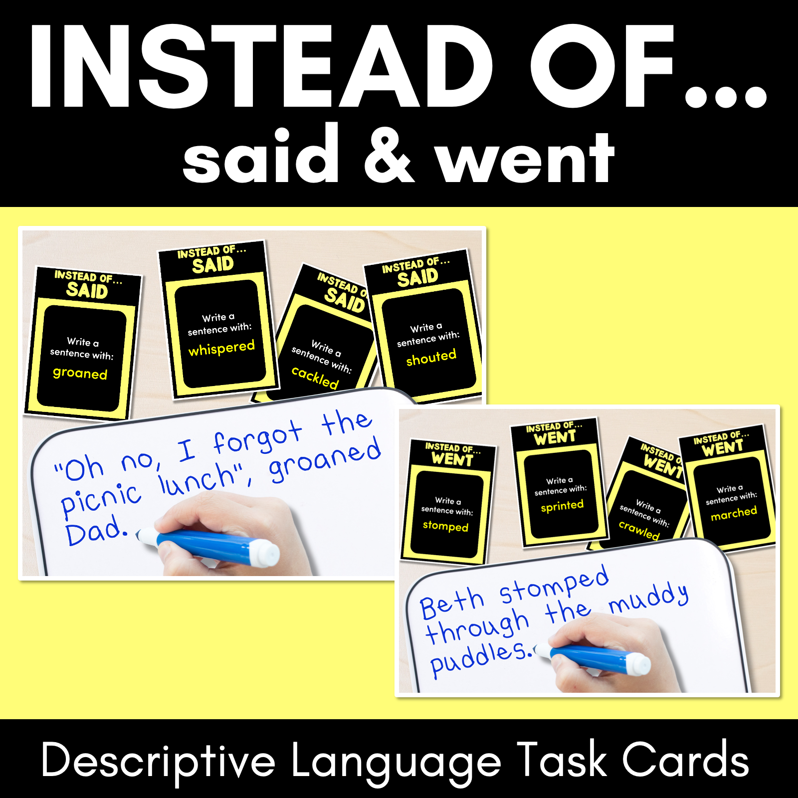 Instead of SAID & WENT - Descriptive Language Task Cards - VCOP aligne –  Mrs Learning Bee