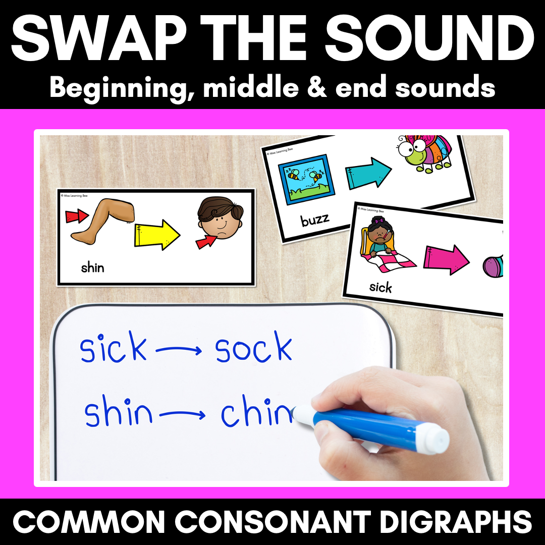 Phonemic Awareness - Phoneme Substitution with Common Consonant Digraphs
