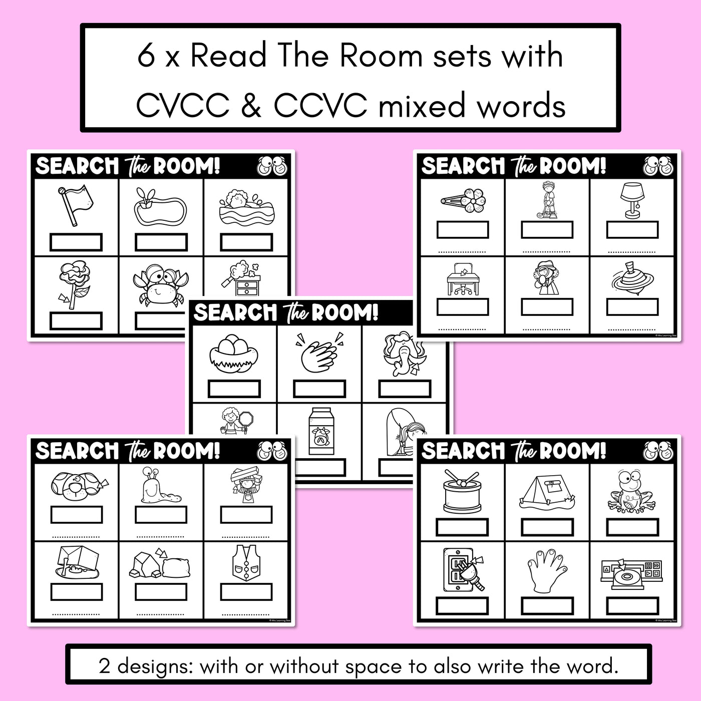 READ THE ROOM - Decodable Words Phonics Activity - CVCC CCVC Mixed Words