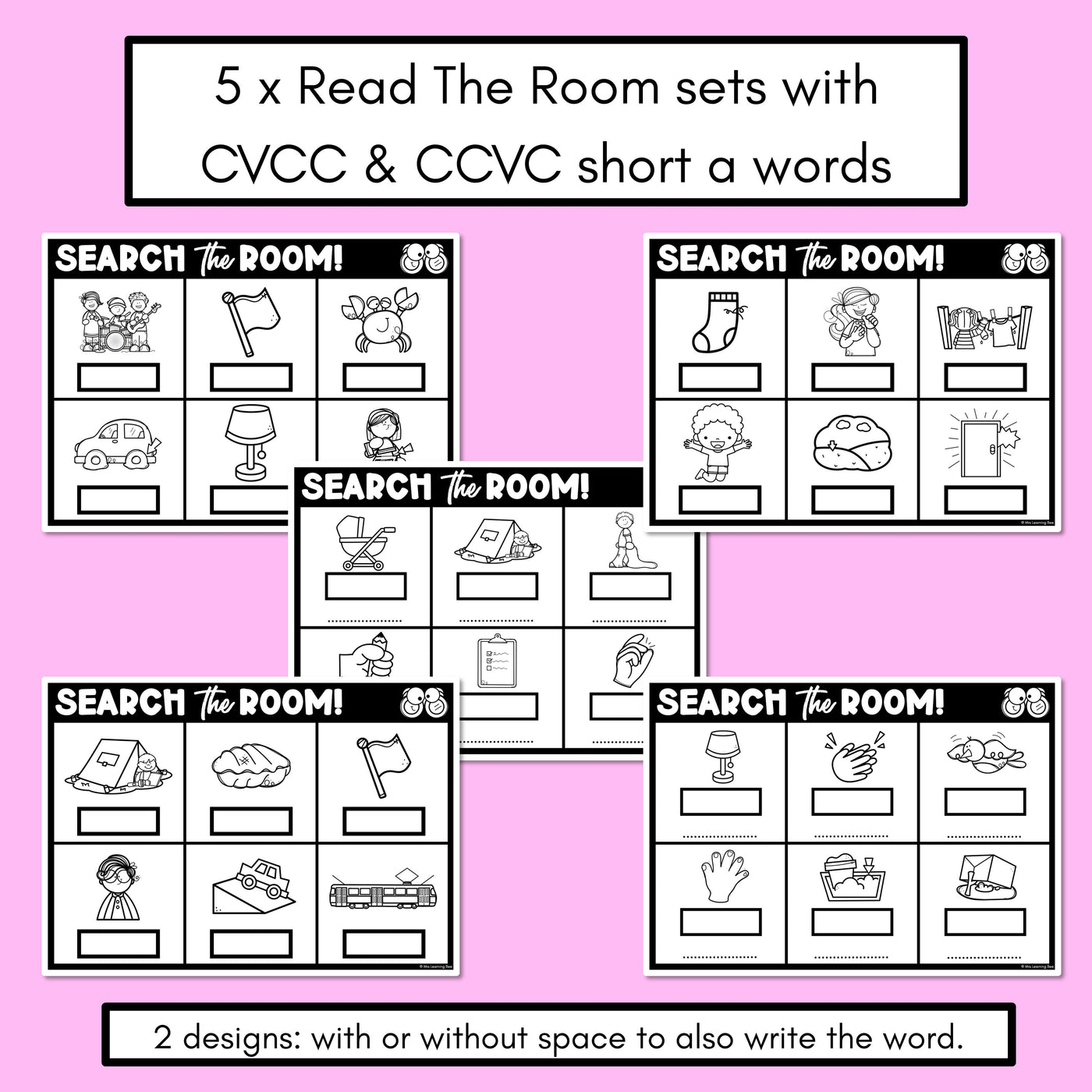 READ THE ROOM - Decodable Words Phonics Activity - CVCC CCVC Short A Words