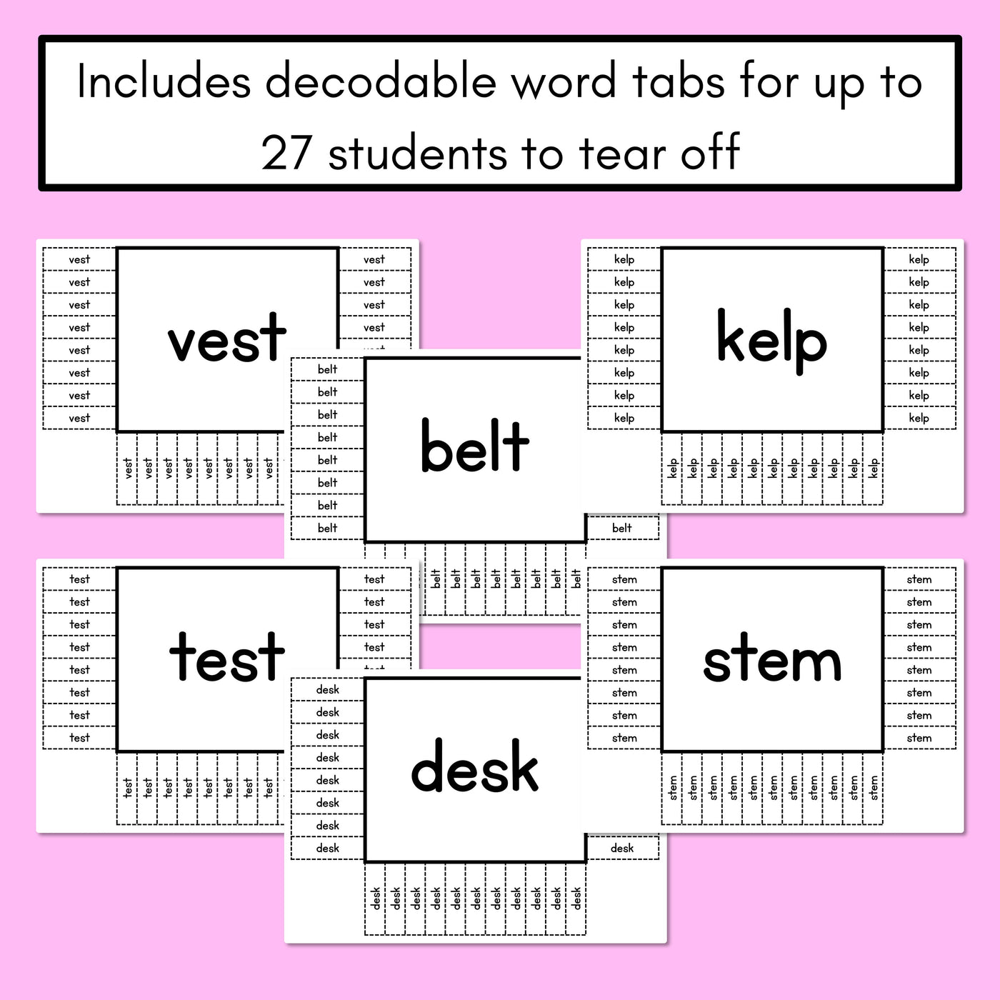 READ THE ROOM - Decodable Words Phonics Activity - CVCC CCVC Short E Words