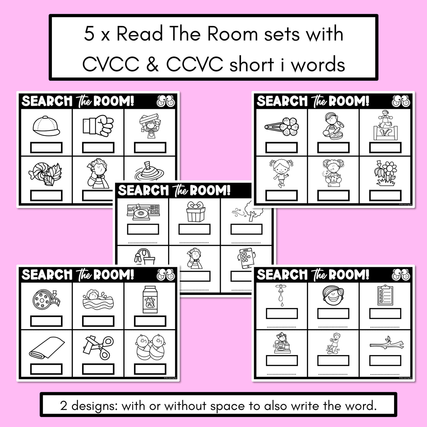 READ THE ROOM - Decodable Words Phonics Activity - CVCC CCVC Short I Words