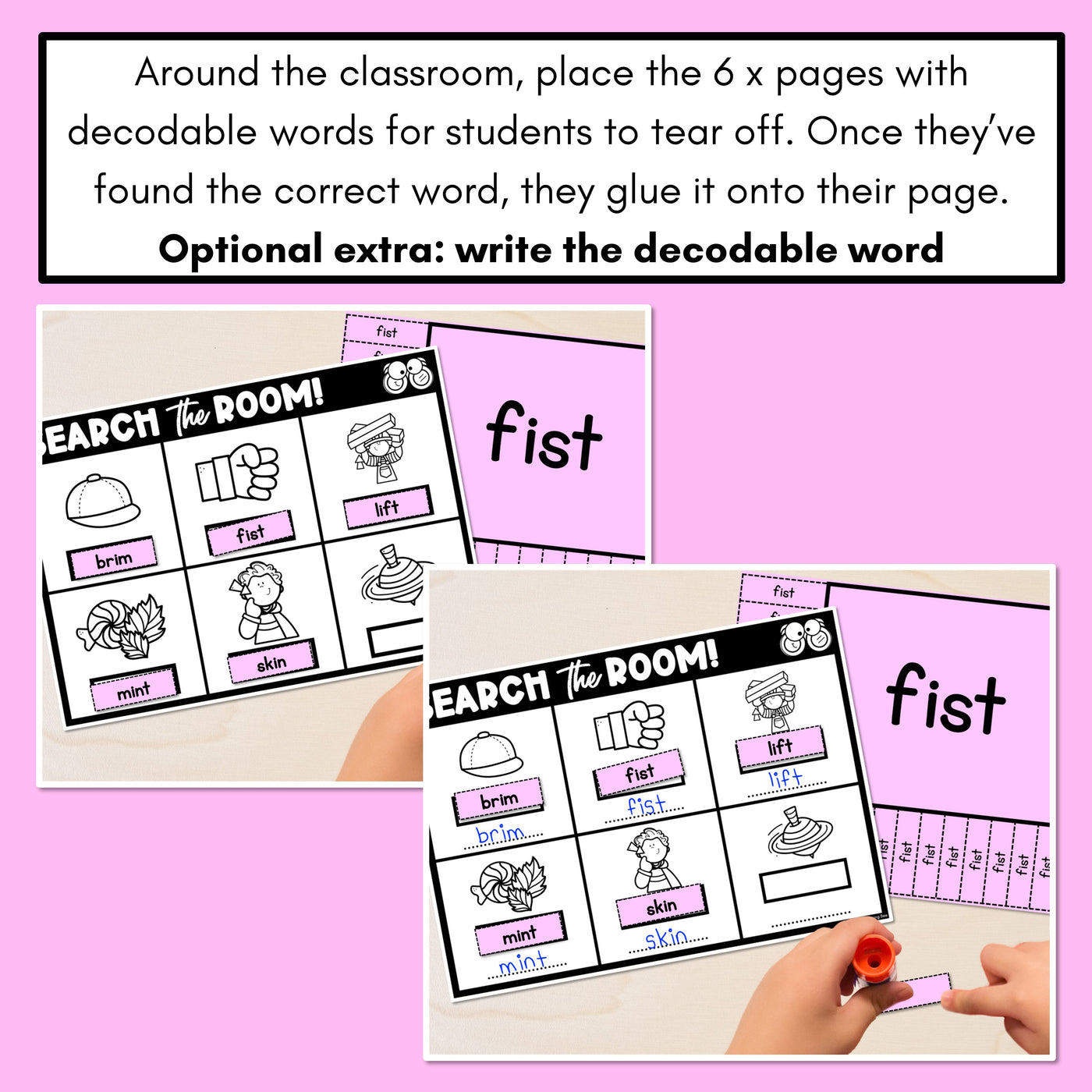 READ THE ROOM - Decodable Words Phonics Activity - CVCC CCVC Short I Words