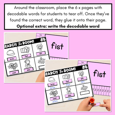 READ THE ROOM - Decodable Words Phonics Activity - CVCC CCVC Short I Words