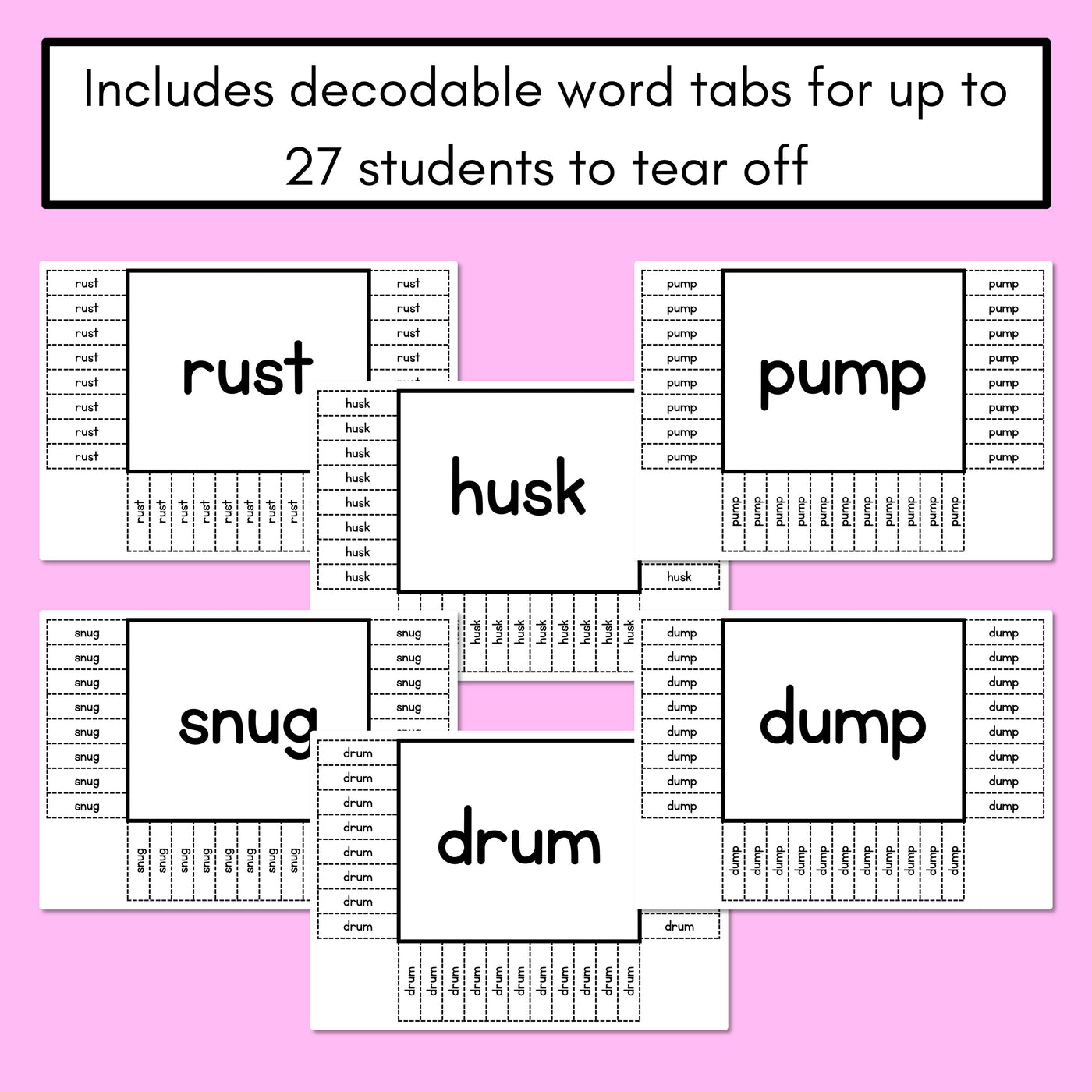 READ THE ROOM - Decodable Words Phonics Activity - CVCC CCVC Short U Words