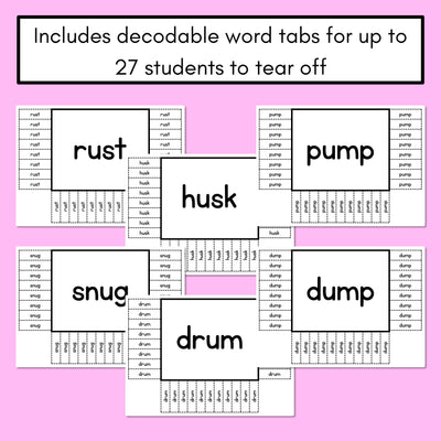 READ THE ROOM - Decodable Words Phonics Activity - CVCC CCVC Short U Words