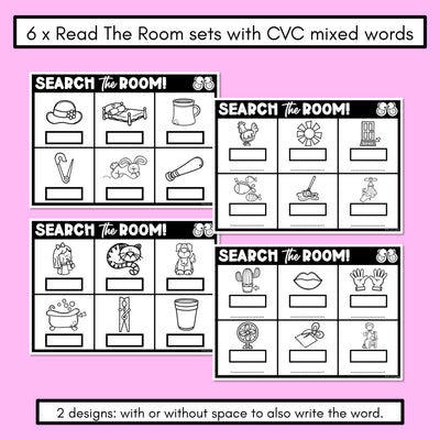 READ THE ROOM - Decodable Words Phonics Activity - CVC Mixed Words