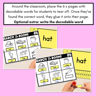 READ THE ROOM - Decodable Words Phonics Activity - CVC Mixed Words