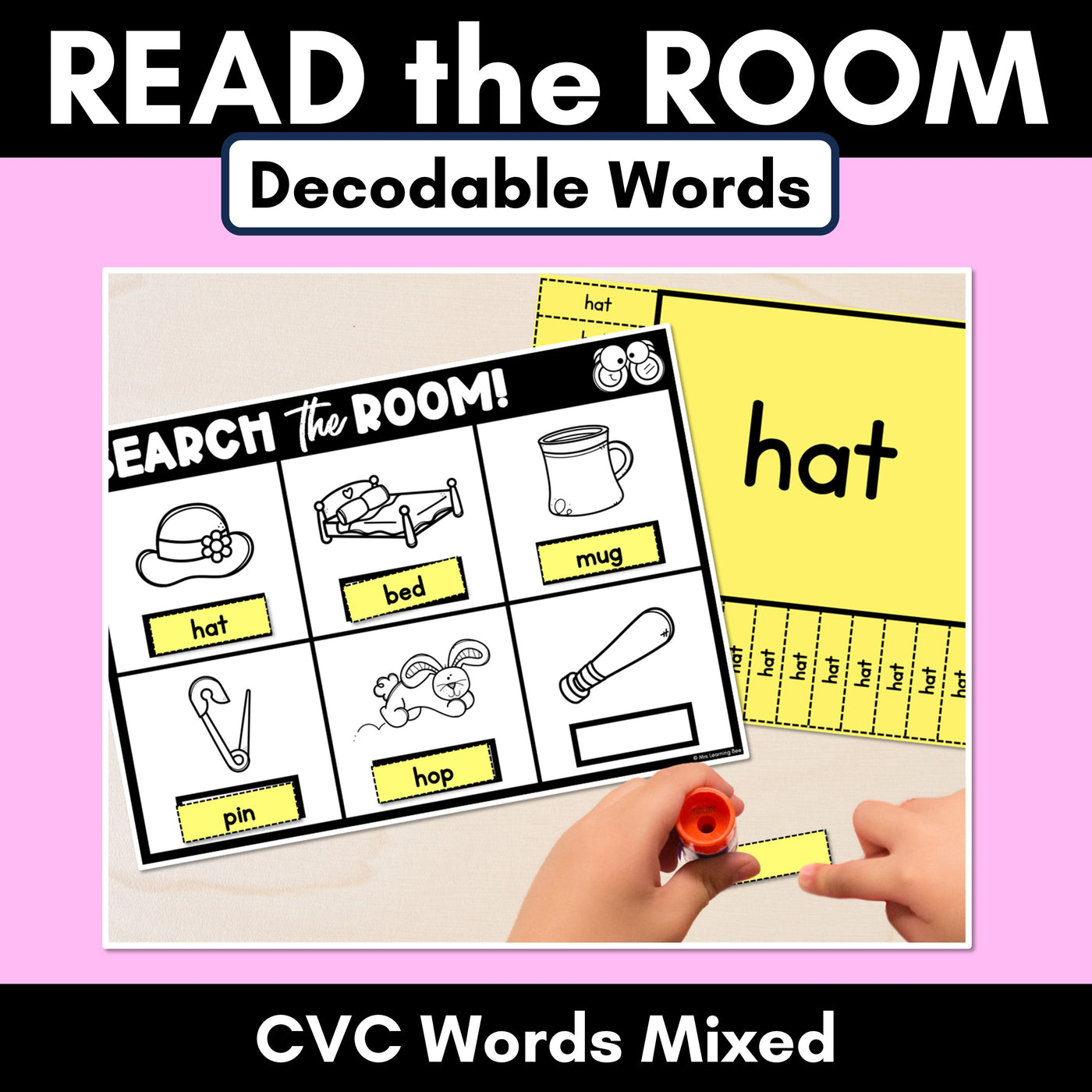 READ THE ROOM - Decodable Words Phonics Activity - CVC Mixed Words