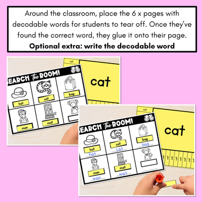 READ THE ROOM - Decodable Words Phonics Activity - CVC Short A Words