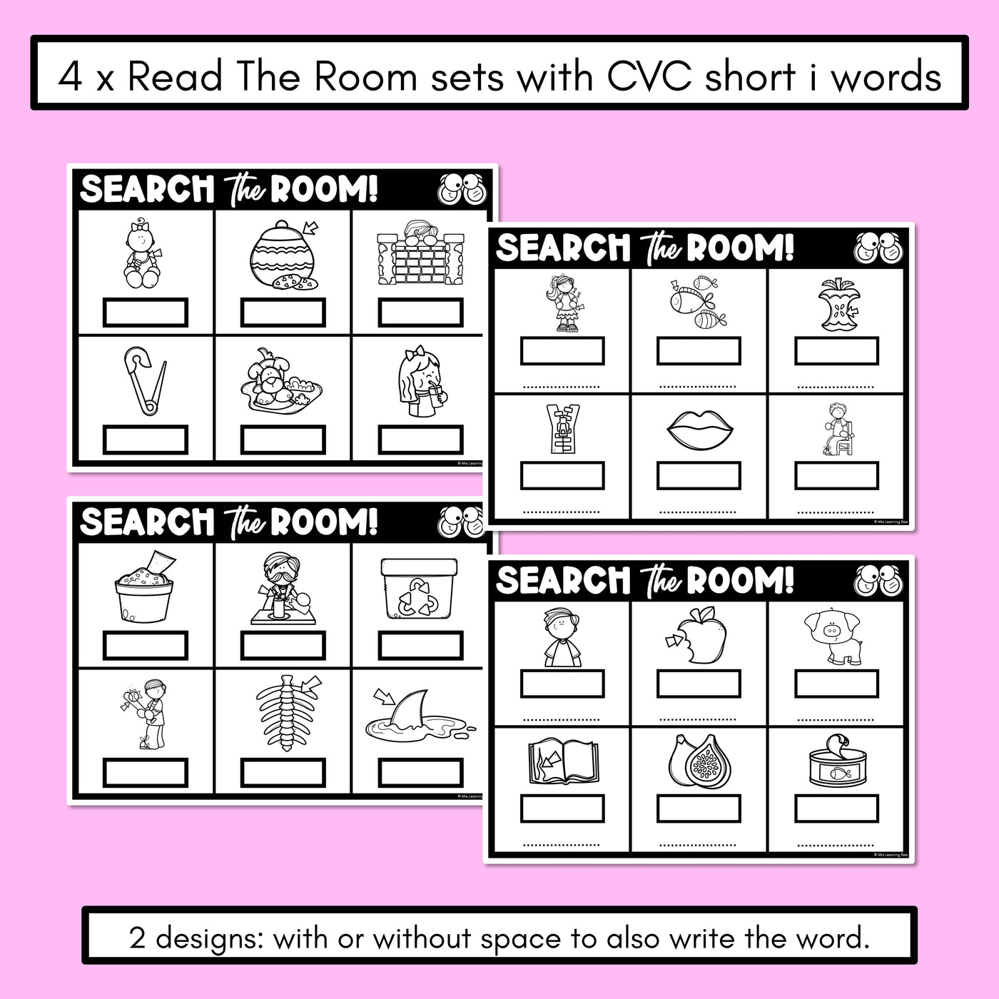 READ THE ROOM - Decodable Words Phonics Activity - CVC Short I Words