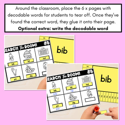 READ THE ROOM - Decodable Words Phonics Activity - CVC Short I Words