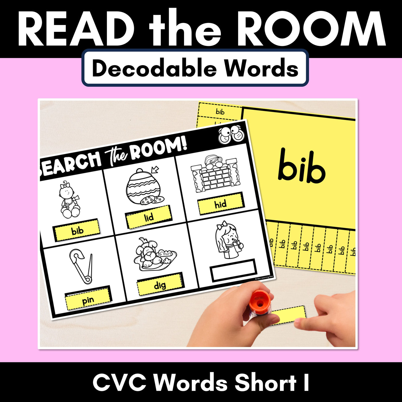 READ THE ROOM - Decodable Words Phonics Activity - CVC Short I Words