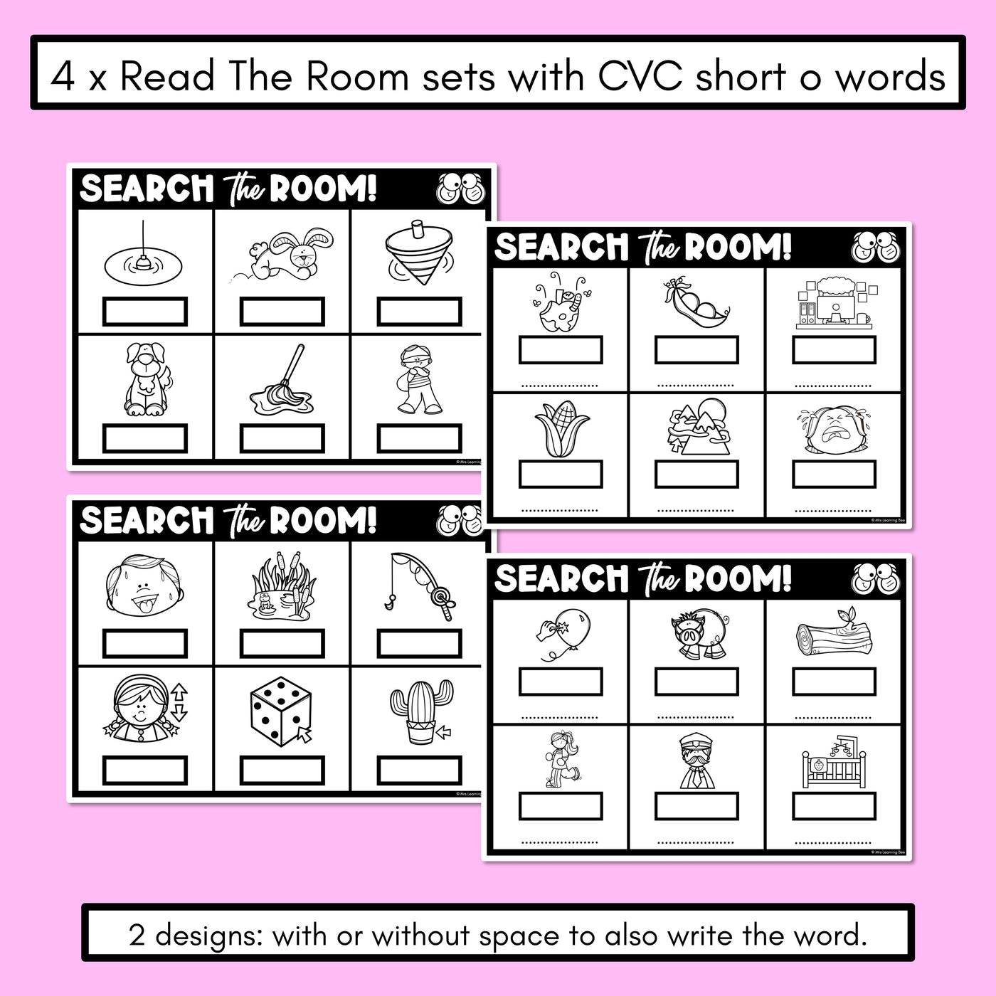 READ THE ROOM - Decodable Words Phonics Activity - CVC Short O Words