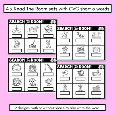 READ THE ROOM - Decodable Words Phonics Activity - CVC Short O Words