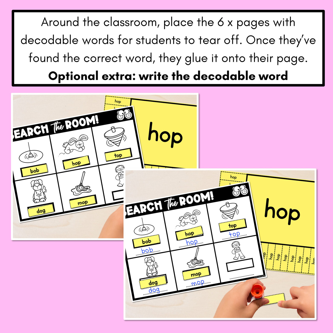 READ THE ROOM - Decodable Words Phonics Activity - CVC Short O Words