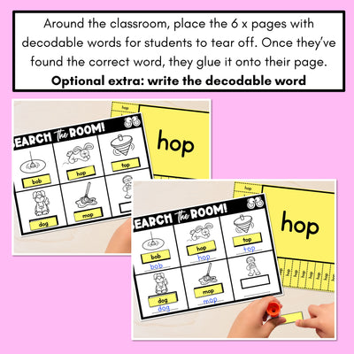 READ THE ROOM - Decodable Words Phonics Activity - CVC Short O Words