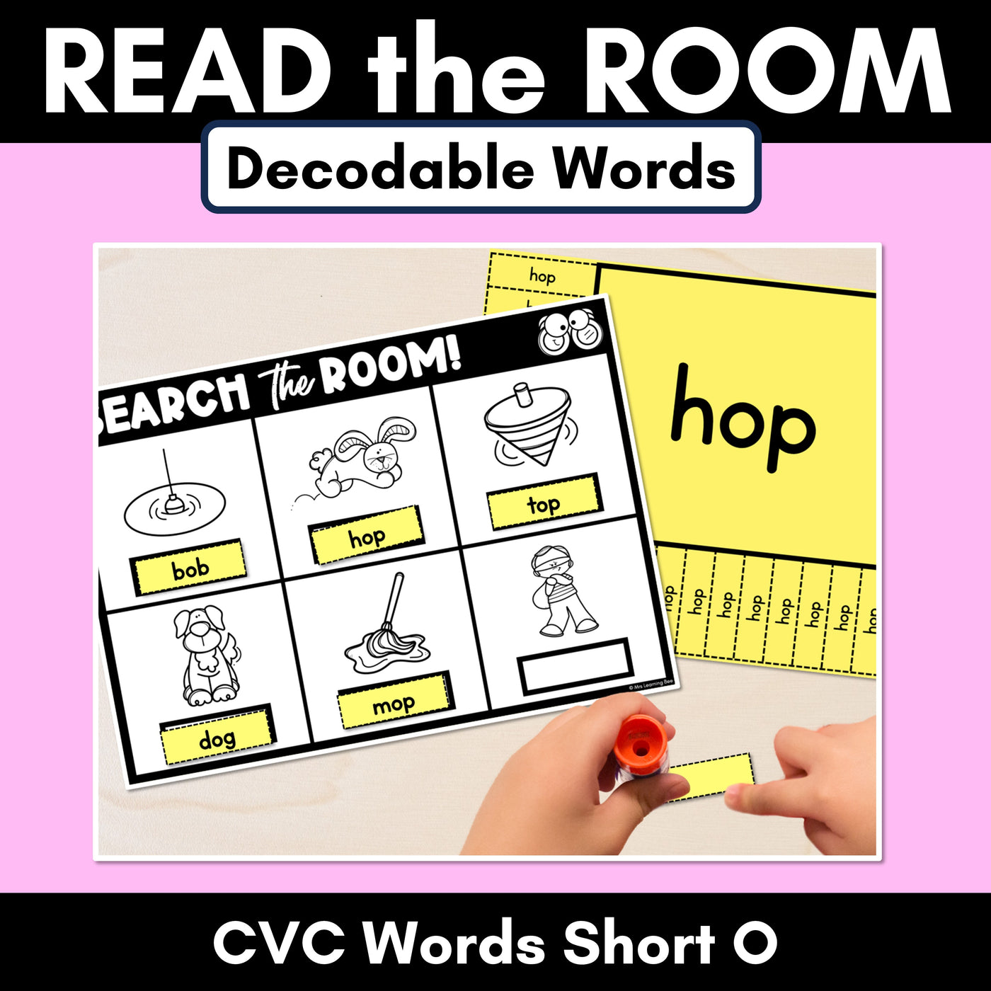 READ THE ROOM - Decodable Words Phonics Activity - CVC Short O Words