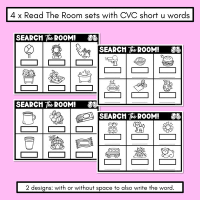 READ THE ROOM - Decodable Words Phonics Activity - CVC Short U Words