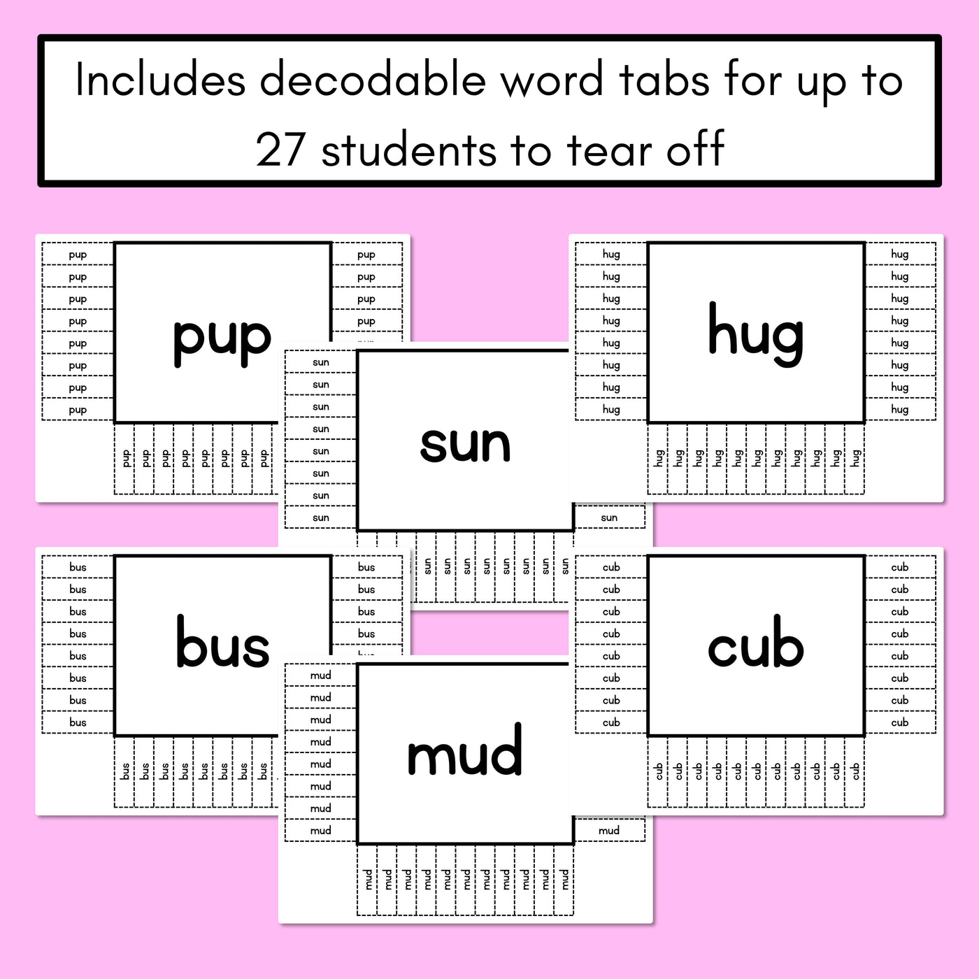 READ THE ROOM - Decodable Words Phonics Activity - CVC Short U Words