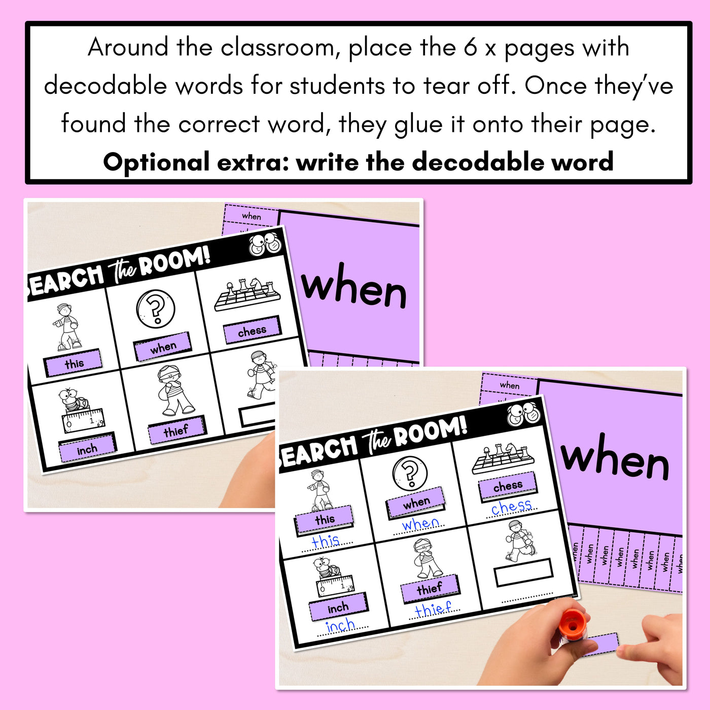 READ THE ROOM - Decodable Words Phonics Activity - Consonant Digraph CH TH SH WH