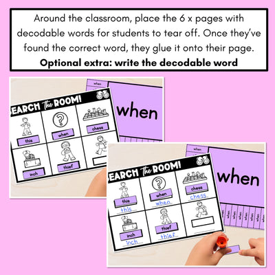 READ THE ROOM - Decodable Words Phonics Activity - Consonant Digraph CH TH SH WH