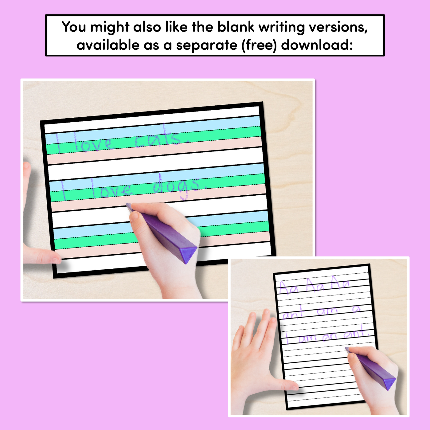 Free Blank Handwriting Worksheets - Write & Illustrate - DOTTED MIDDLE LINE VERSION