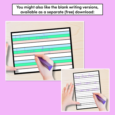 Free Blank Handwriting Worksheets - Write & Illustrate - DOTTED MIDDLE LINE VERSION