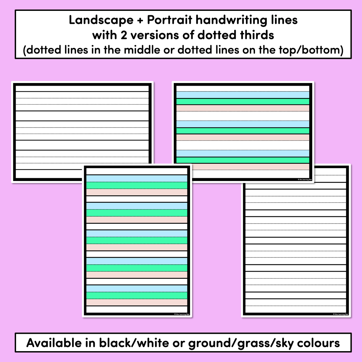 Free Blank Handwriting Worksheets - DOTTED THIRDS VERSION