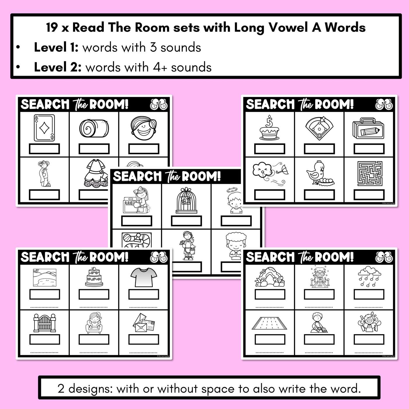 READ THE ROOM - Decodable Words Phonics Activity - Long Vowel A Words