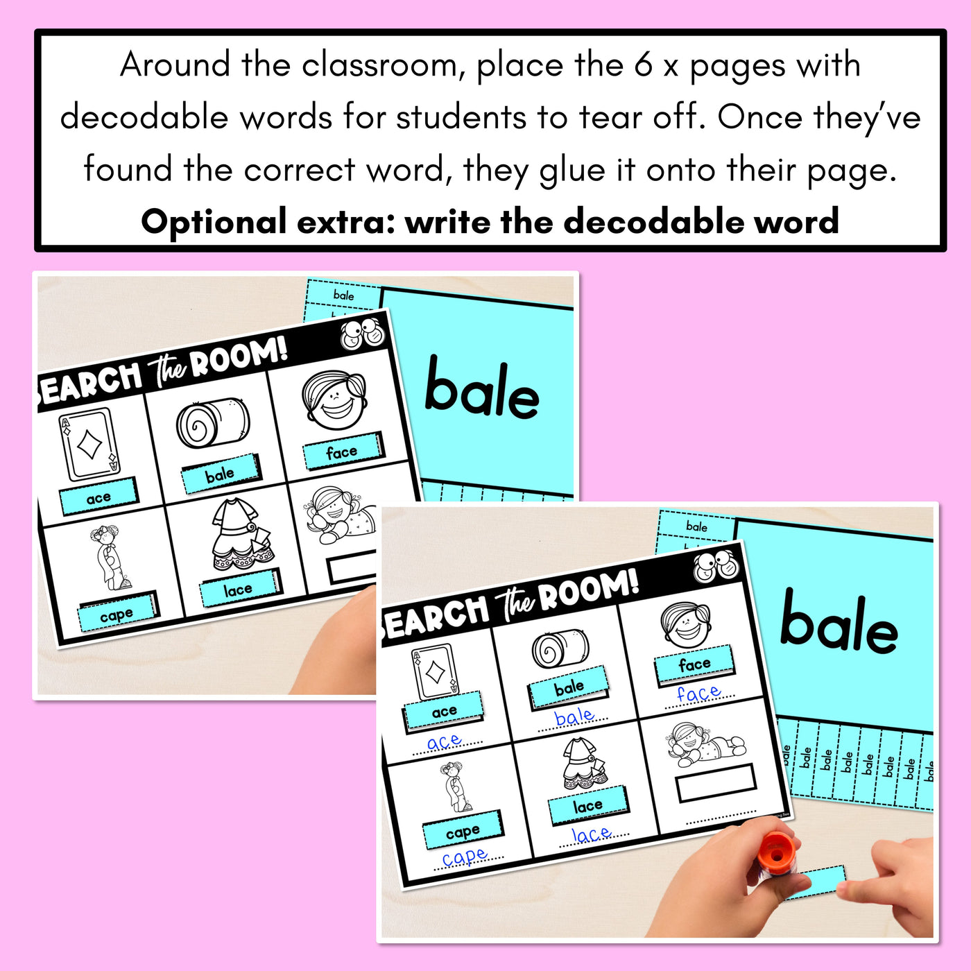 READ THE ROOM - Decodable Words Phonics Activity - Long Vowel A Words