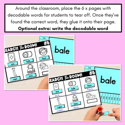 READ THE ROOM - Decodable Words Phonics Activity - Long Vowel A Words