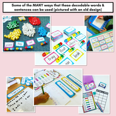 Neutral Long Vowel E Decodable Words and Sentence Cards - FREE