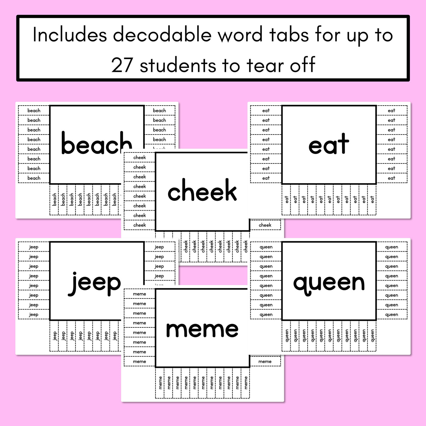 READ THE ROOM - Decodable Words Phonics Activity - Long Vowel E Words