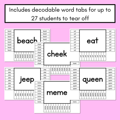 READ THE ROOM - Decodable Words Phonics Activity - Long Vowel E Words