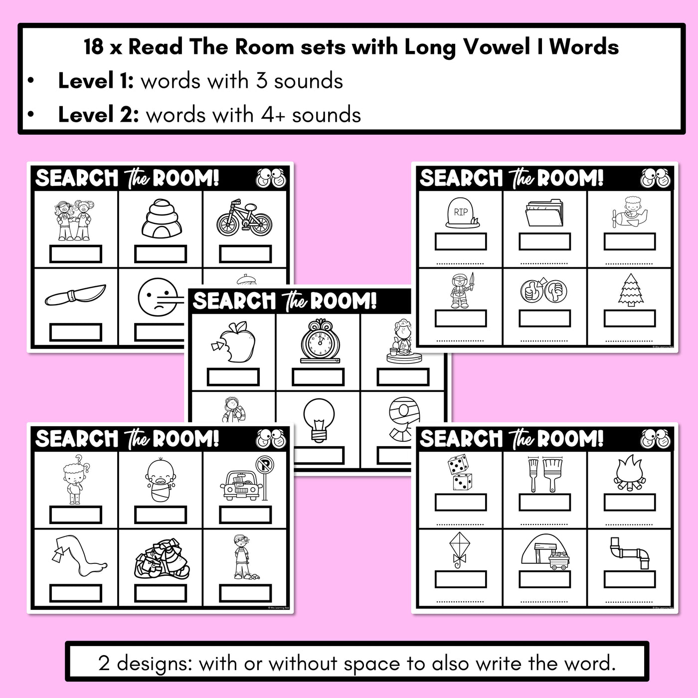 READ THE ROOM - Decodable Words Phonics Activity - Long Vowel I Words