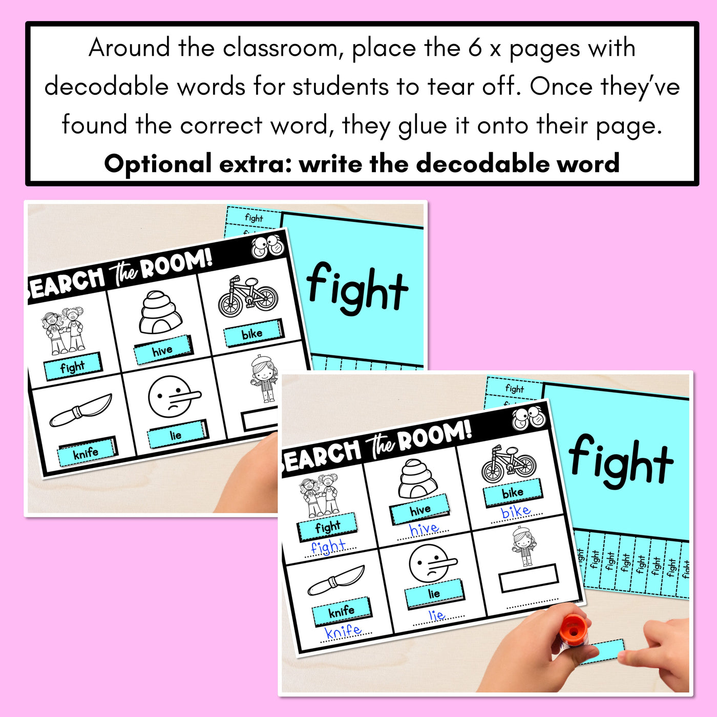 READ THE ROOM - Decodable Words Phonics Activity - Long Vowel I Words