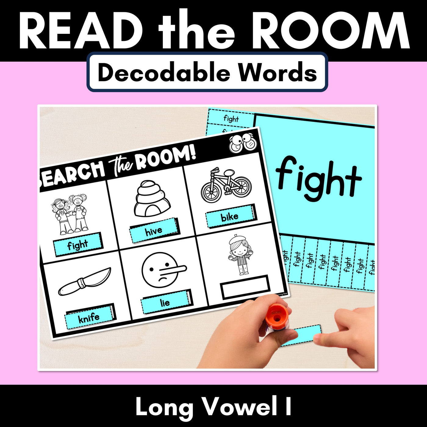 READ THE ROOM - Decodable Words Phonics Activity - Long Vowel I Words