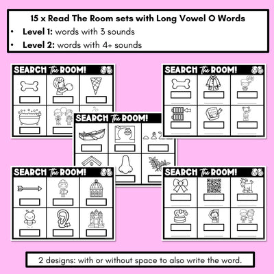 READ THE ROOM - Decodable Words Phonics Activity - Long Vowel O Words