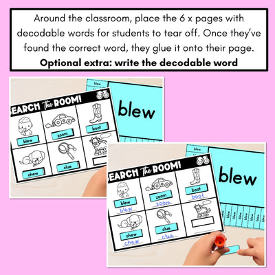 READ THE ROOM - Decodable Words Phonics Activity - Long Vowel U Words