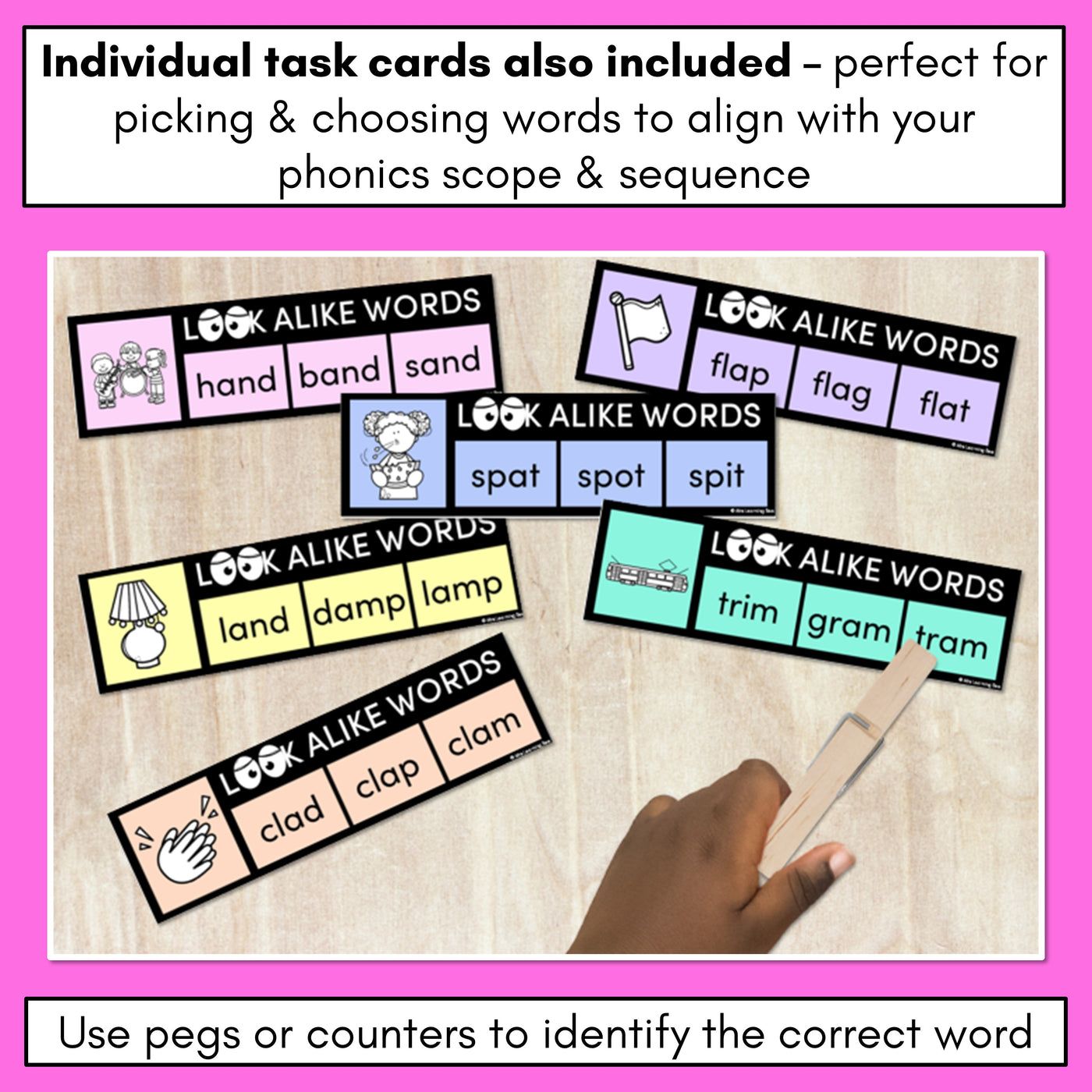 LOOKALIKE WORDS with CVCC CCVC Short A Words - Task Cards & Printables