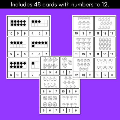 Number Clip Cards 1-20 for Kindergarten - Black & White Pack