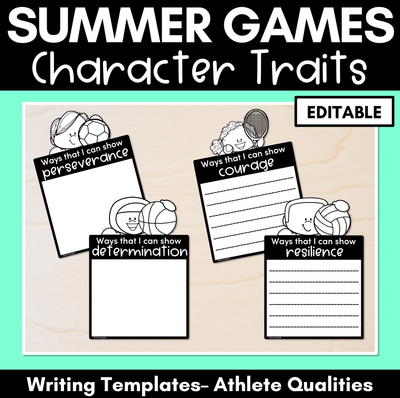 Summer Games Character Traits - Editable Writing Templates for Athlete Qualities