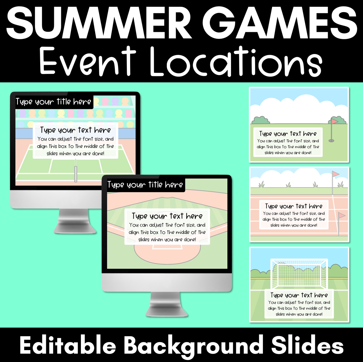 Summer Games Event Locations - Editable Background Slides for Summer Games Activities