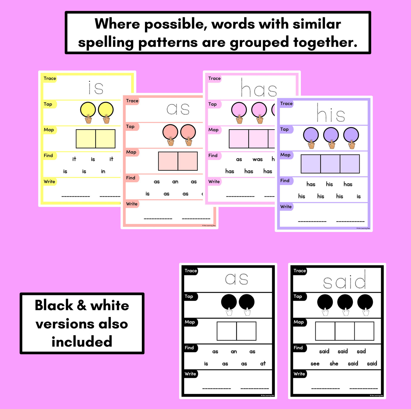 HEART WORD MAPPING MATS - High-Frequency Words Set 1