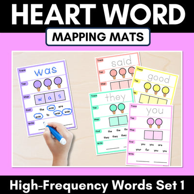 HEART WORD MAPPING MATS - High-Frequency Words Set 1