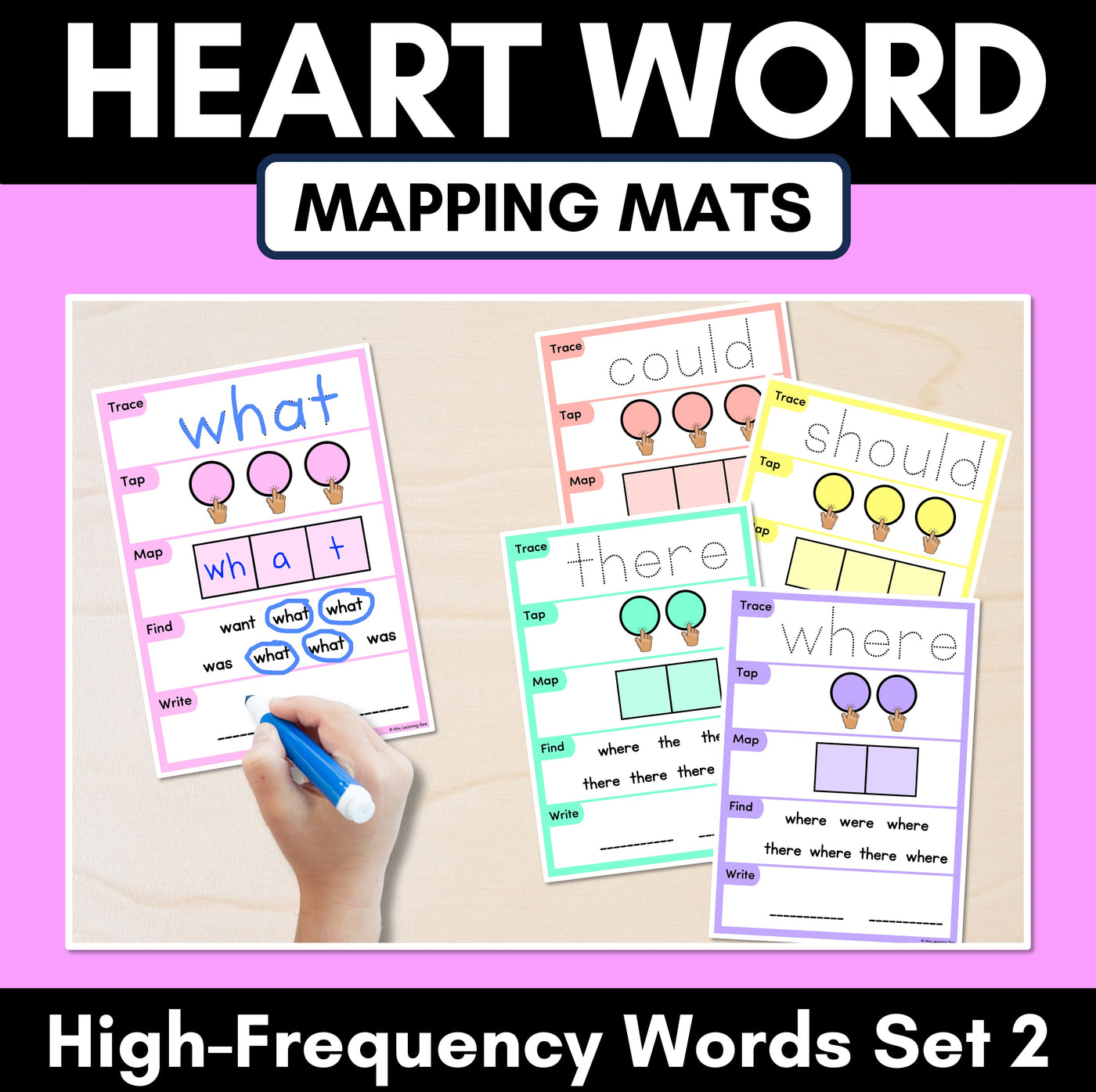 HEART WORD MAPPING MATS - High-Frequency Words Set 2