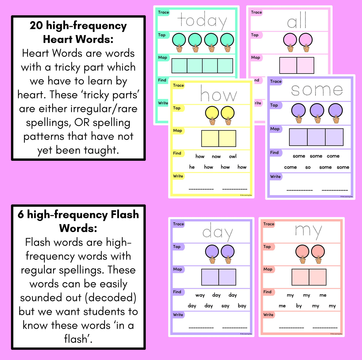 HEART WORD MAPPING MATS - High-Frequency Words Set 3