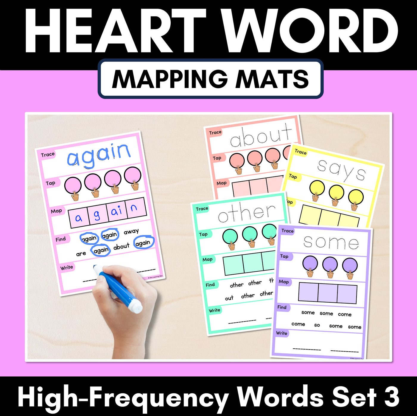 HEART WORD MAPPING MATS - High-Frequency Words Set 3