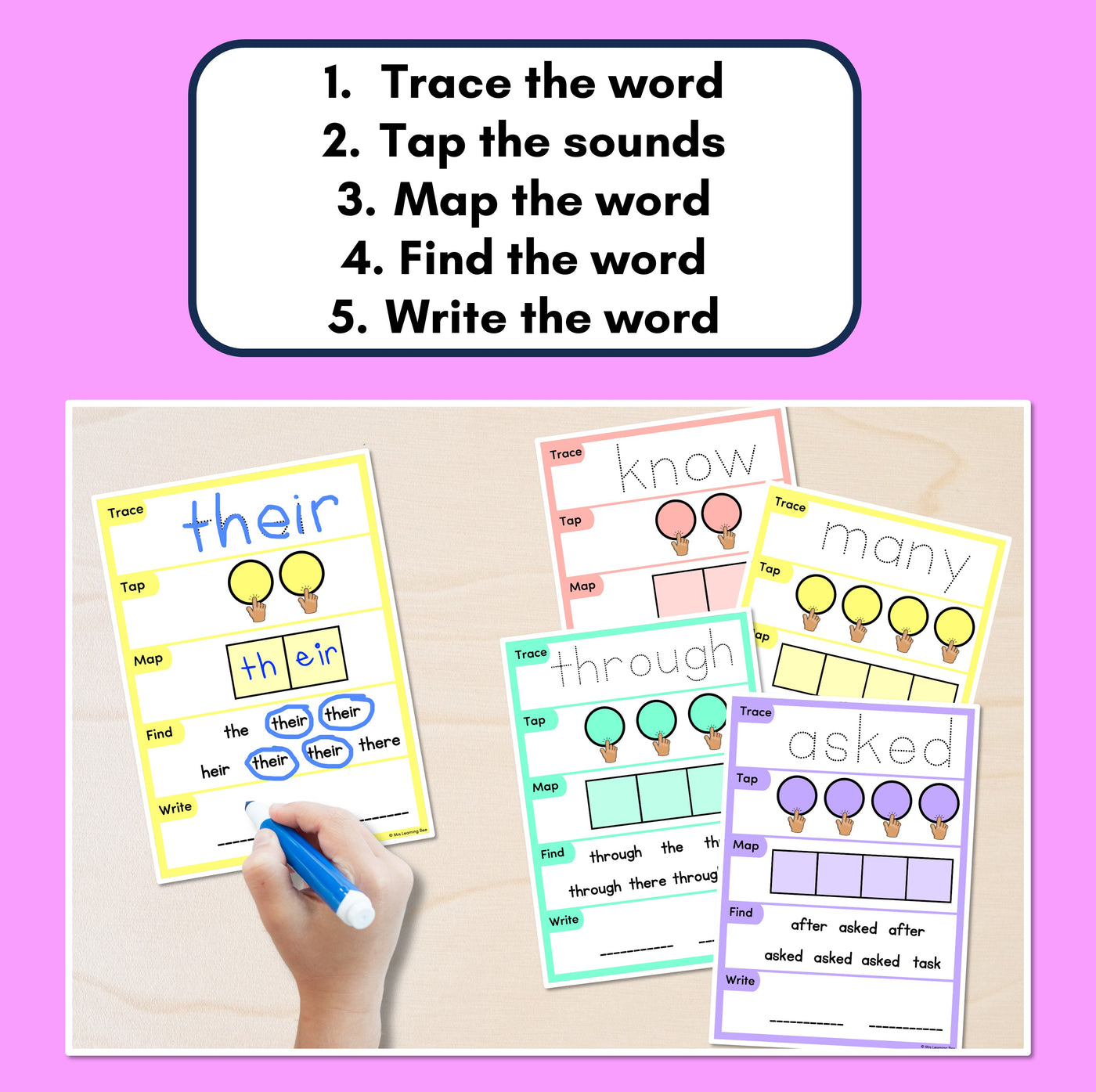 HEART WORD MAPPING MATS - High-Frequency Words Set 4